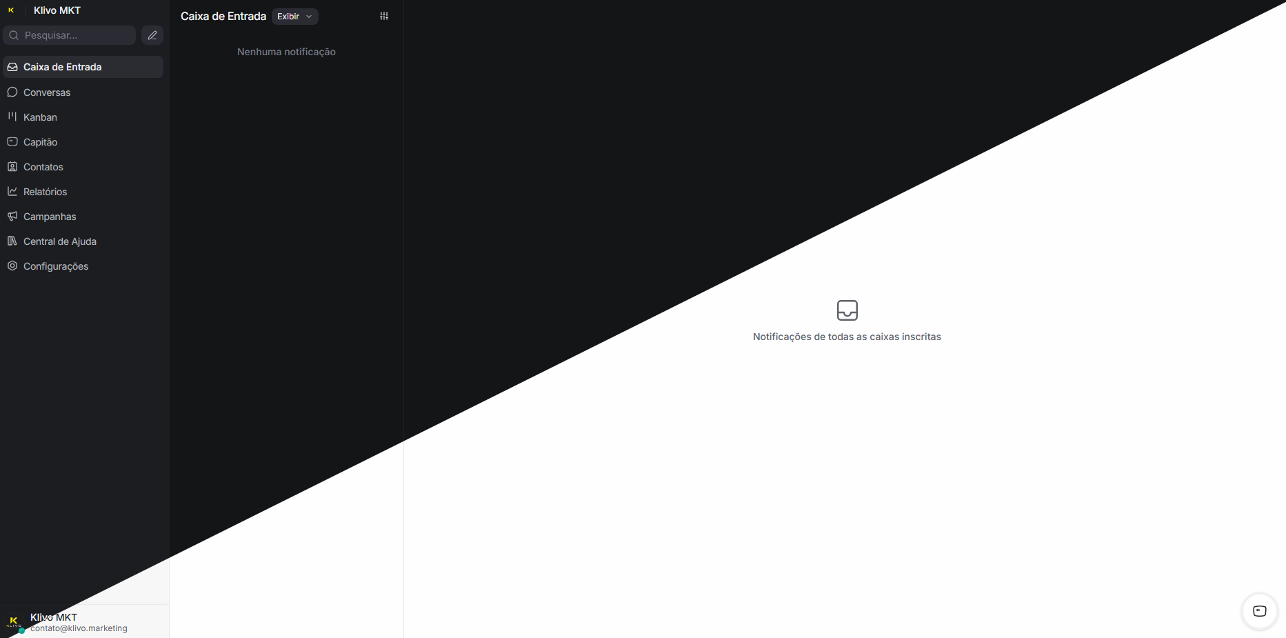 Menu Configurações → Caixas de Entrada